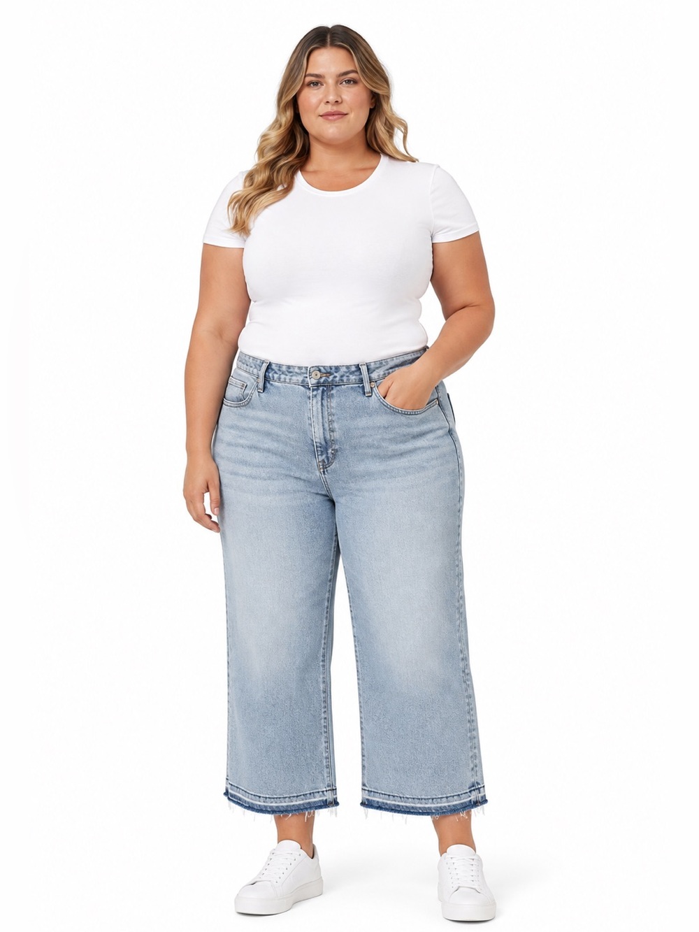Edited By Hunter Mcgrady High Rise Wide Leg Crop Jeans Womens Size 16